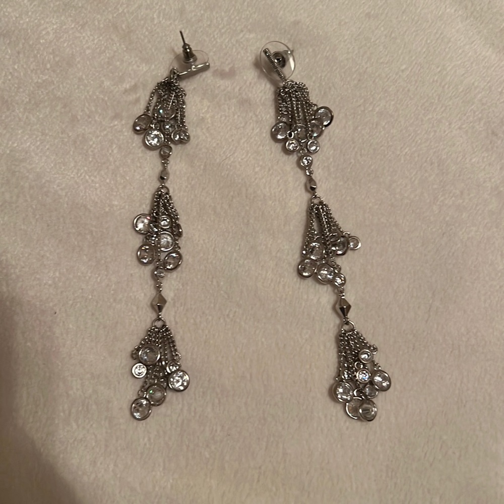 Kendra Scott Silver Tassel CZ Earrings